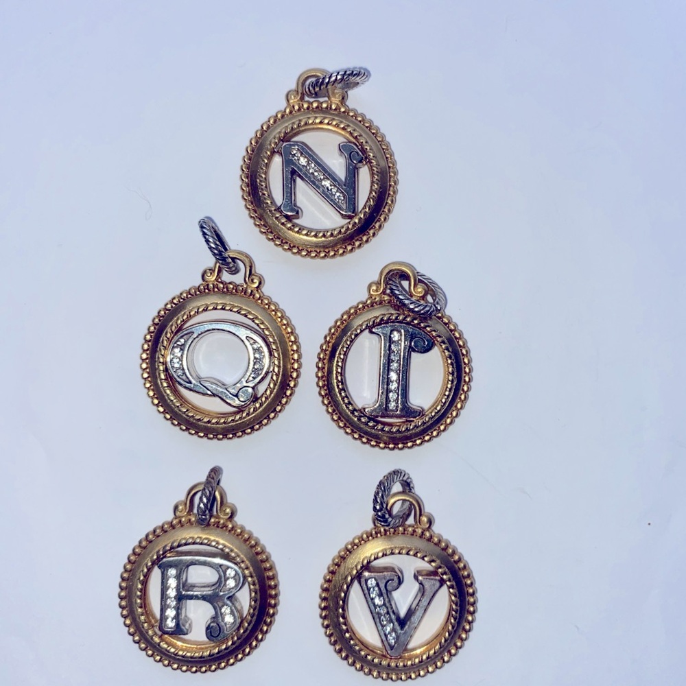 5 Brighton Gold and Silver Initial Pendant Charms W/Rhinestones Buy One Or All